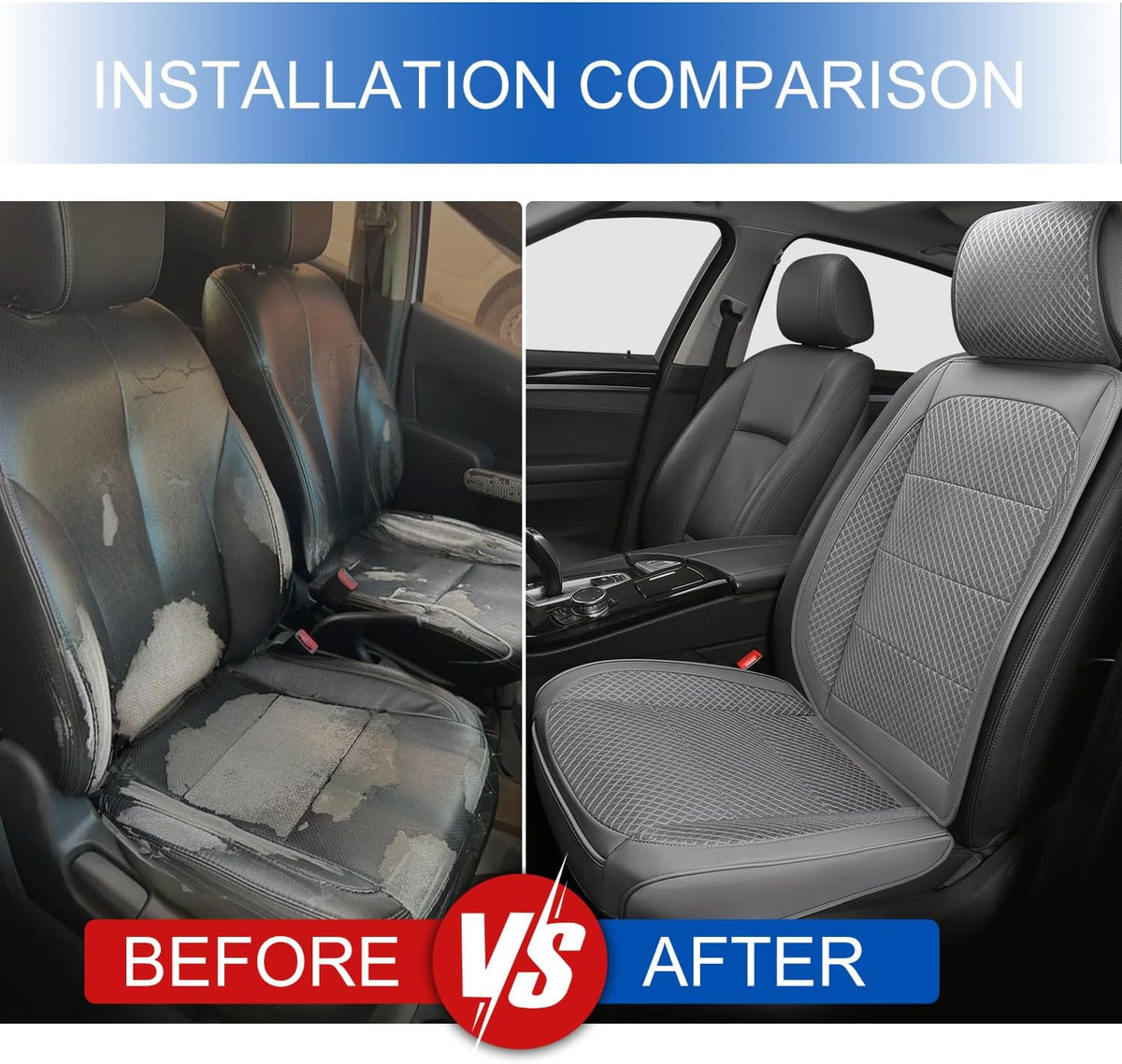 1 Pack Gray Ventilated Cooling Car Seat Covers for Summer