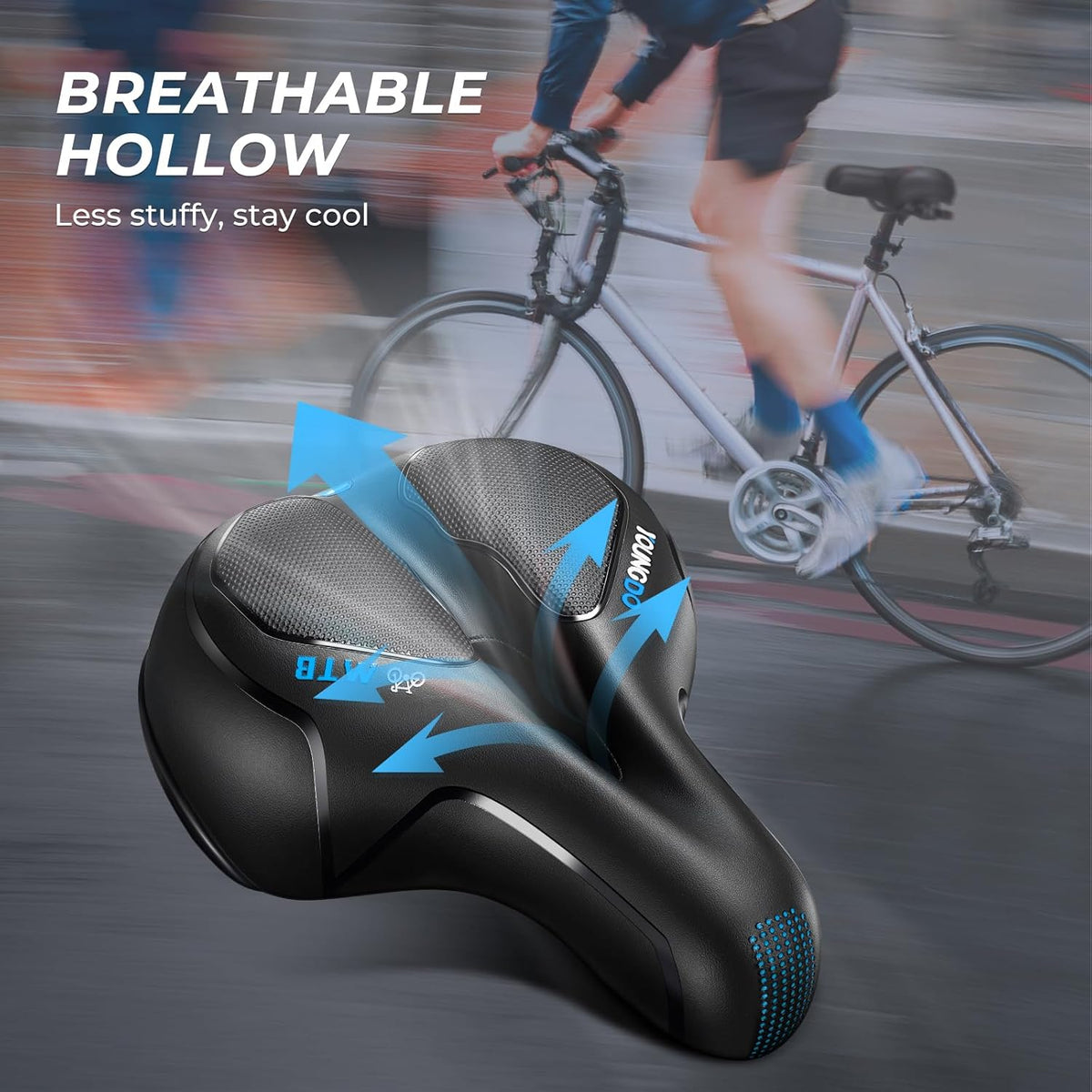 YOUNGDO Comfortable Wide Bike Seat - Breathable Gel Saddle for MTB, Road, and Spinning Bikes