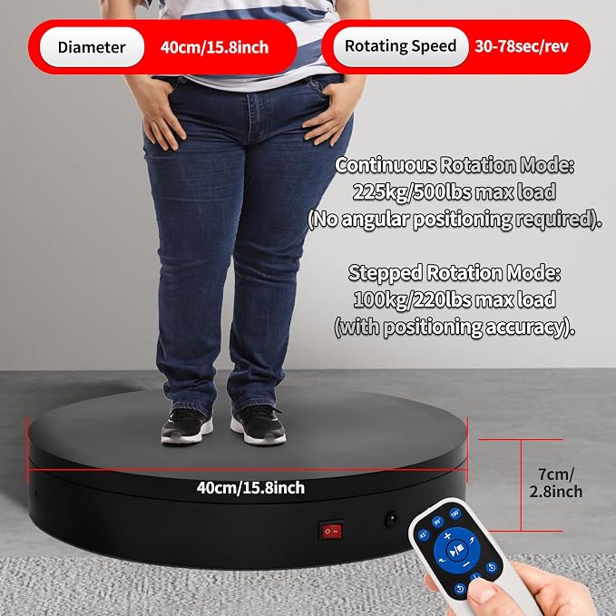 15.8In Remote Large Motorized electric turntable Rotating platform Photography