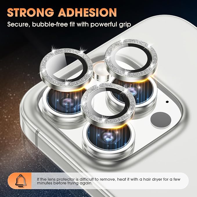 for iPhone 16 Pro/16 Pro Max Camera Lens Protector Bling Individual Metal