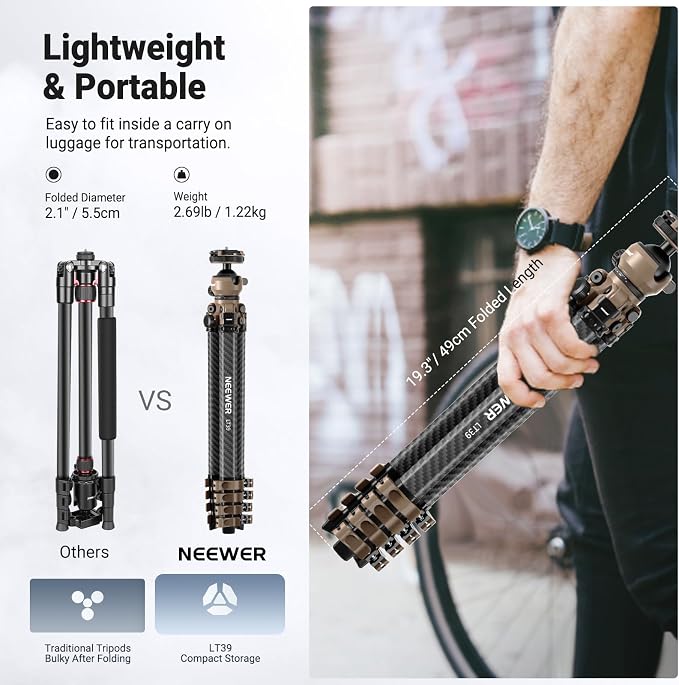 NEEWER LITETRIP Carbon Fiber Travel Tripod