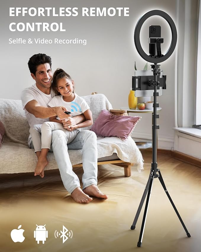 UBeesize 12" Ring Light with 74" Extendable Tripod Stand & iPad, Phone Holder