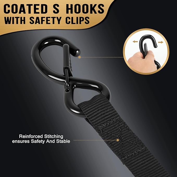 Ratchet Straps - Heavy Duty Tie Downs Straps - 1 Inch x 15 Feet 2 Pack - Safety S Hooks & Soft Loops, 1800LBS Break Strength for Men, Trucks Cargo Moving appliances Motorcycle ATV