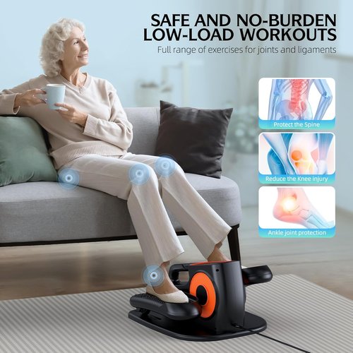 DUREXO Under Desk Elliptical - Portable Electric Leg Exerciser for Seniors | 12 Adjustable Speeds, Remote Control