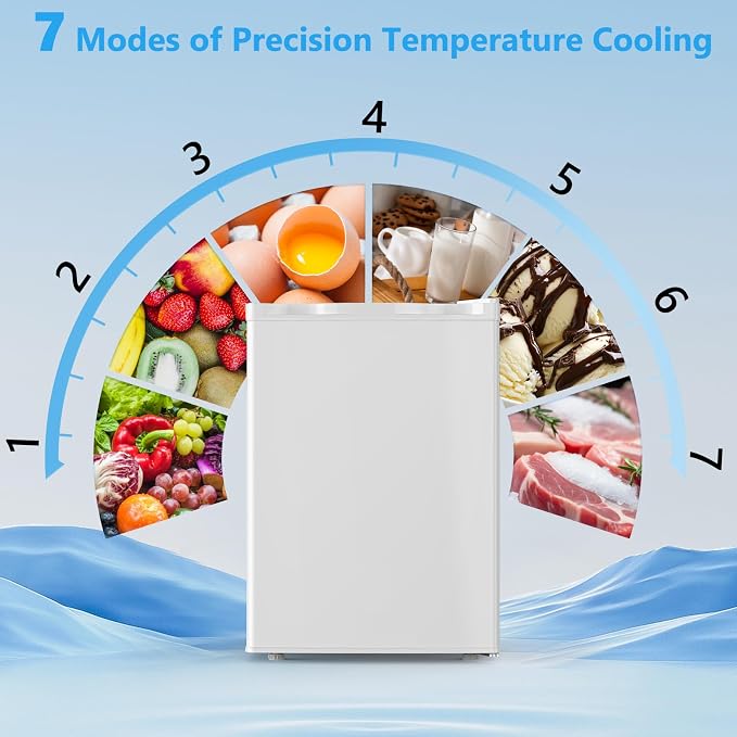 COWSAR 2.6 Cu.Ft Mini Fridge with Freezer, Quiet Reversible Door Compact Refrigerator, Small Refrigerator with 2 Removable Shelves, Adjustable Thermostat, for Office, Bedroom, Dorm, White