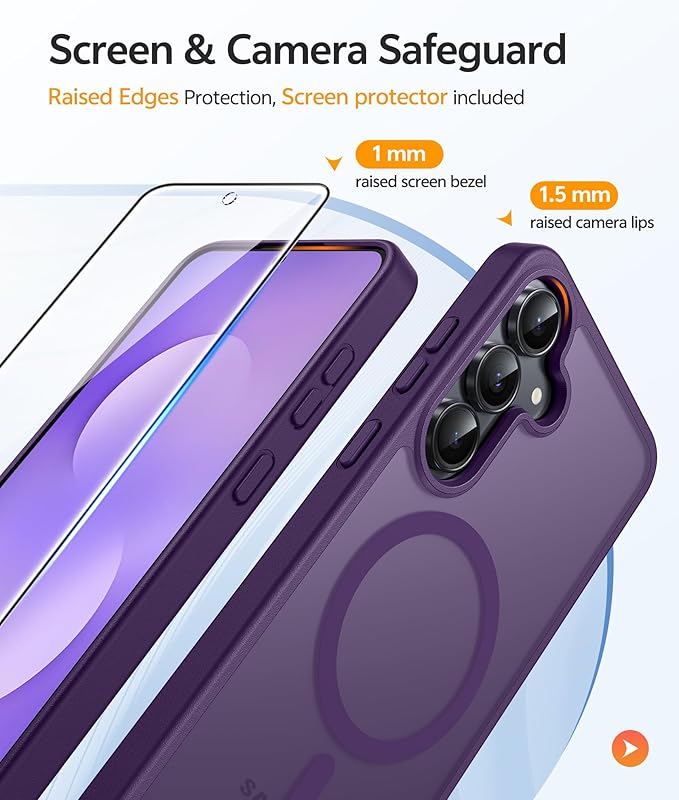 FNTCASE for Samsung Galaxy S25 FE Case: Magnetic Translucent Matte Military
