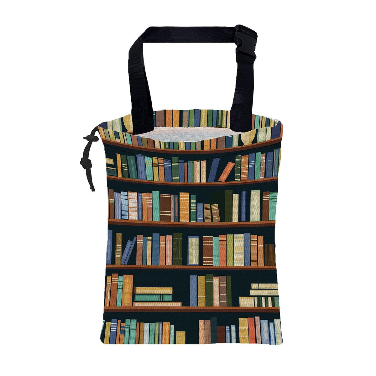 Car Trash Bag Books on Shelves Leak-Proof Car Garbage Bag with Drawstring Foldable Canvas Trash Bin with Adjustable Buckle for Car Accessories