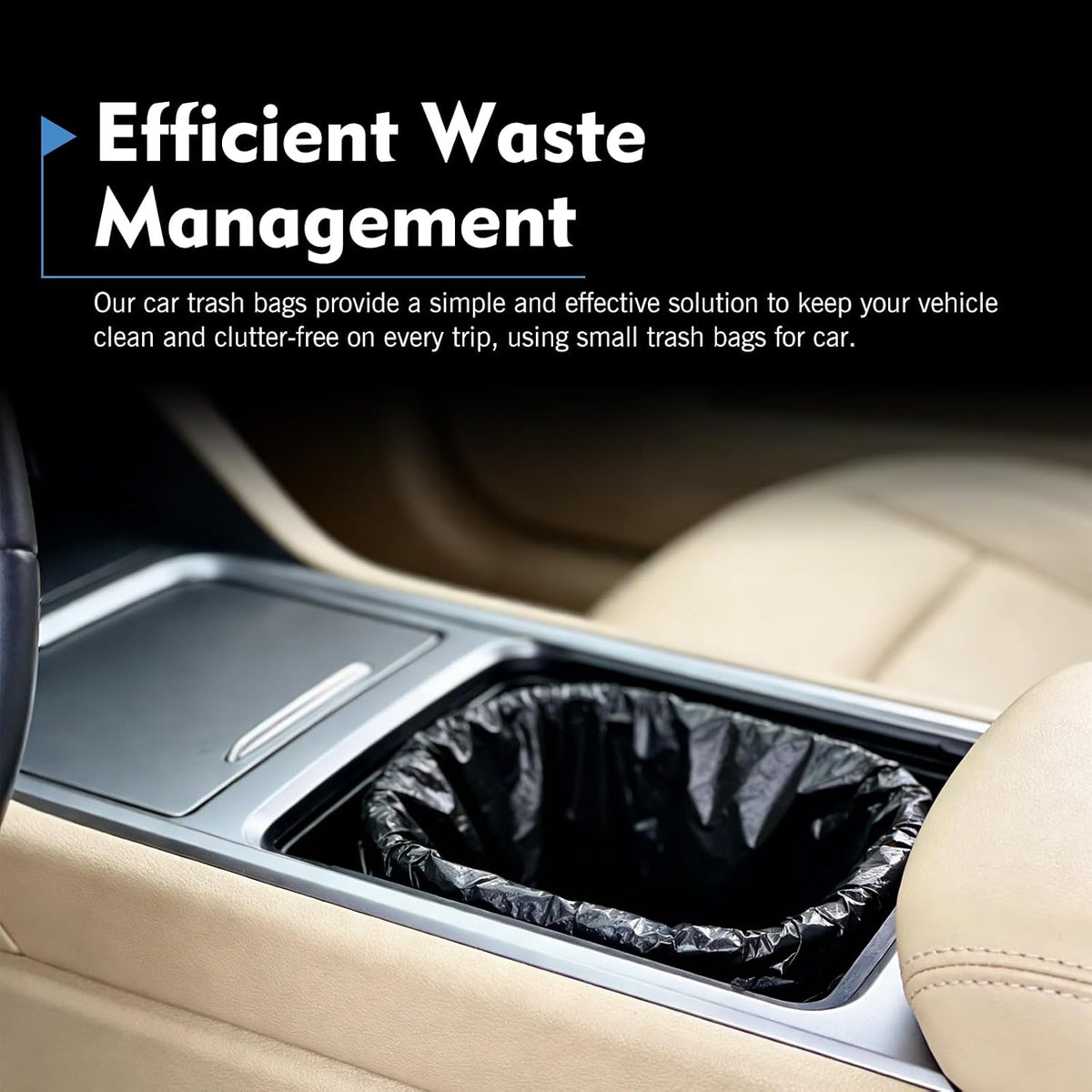 100PCS Car Trash Can Bags, Thicken Small Garbage Bags, 1-2 Gallon Portable Trash Can, Strong Mini Trash Bags, for Car Home Office Kitchen Bathroom Bedroom (Black)