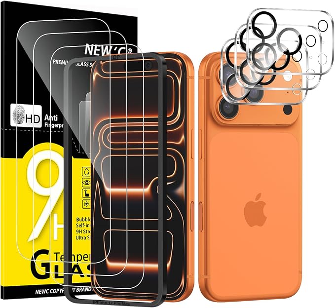NEW'C 3x Screen Protector for iPhone 17 Pro Max+ 3x Camera Lens Protector