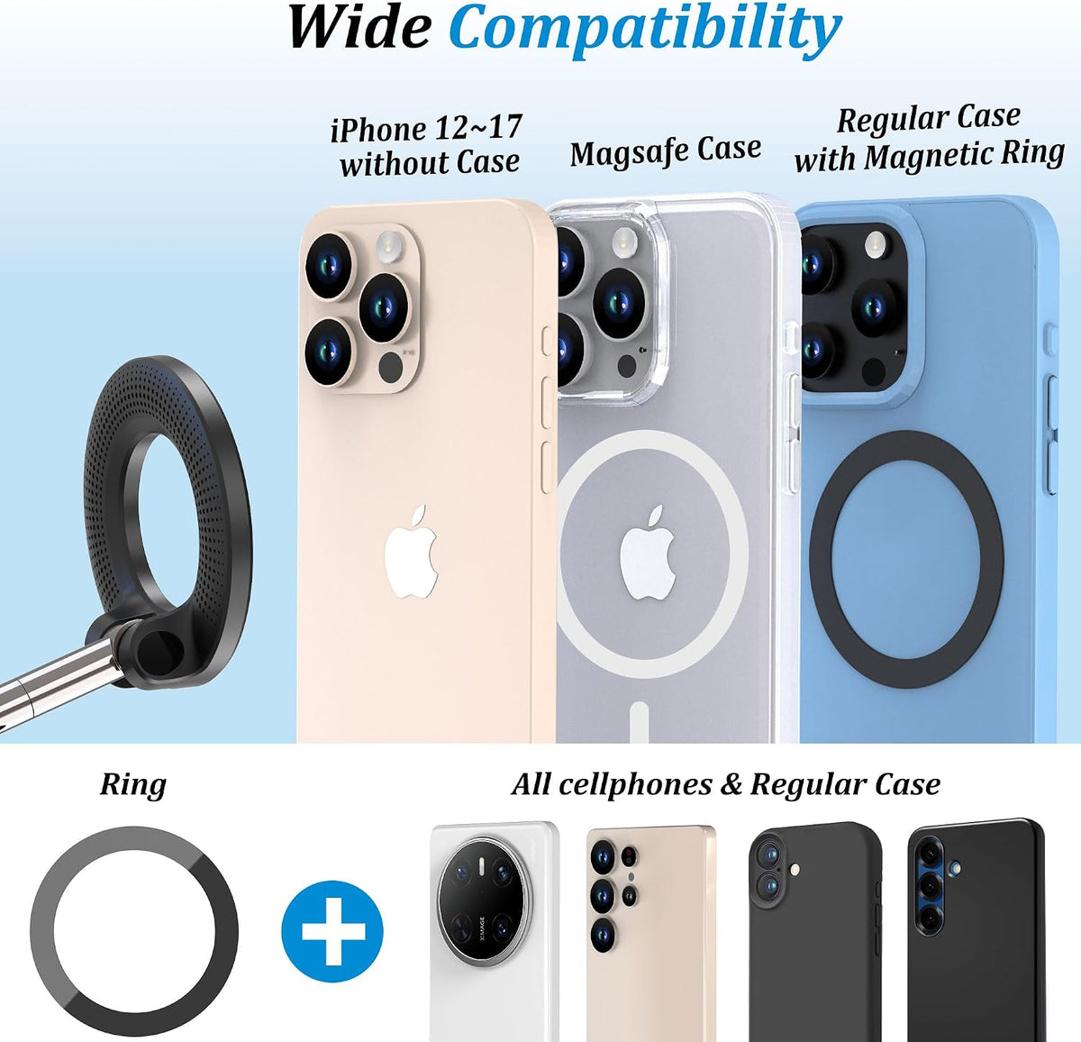 PlusAcc Car Phone Holder, Vacuum Magnetic Mount for MagSafe, No Charging