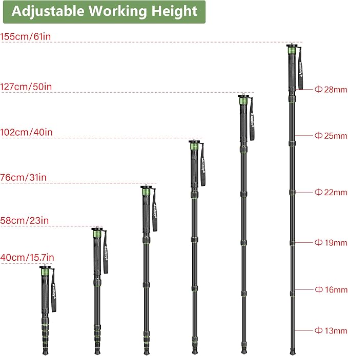 Manbily Camera Monopod Aluminum Portable Compact Lightweight Travel Monopod