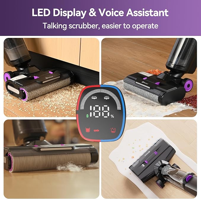 Redroad Wet Dry Vacuum Cleaner 16,000Pa,50Mins Runtime Cleaning Area 3,013 ft²,Cordless Vacuum Cleaner, Cordless Vacuum and Mop All in One,for Hard Floors Sticky Messes and Pet Hair,W15 Set