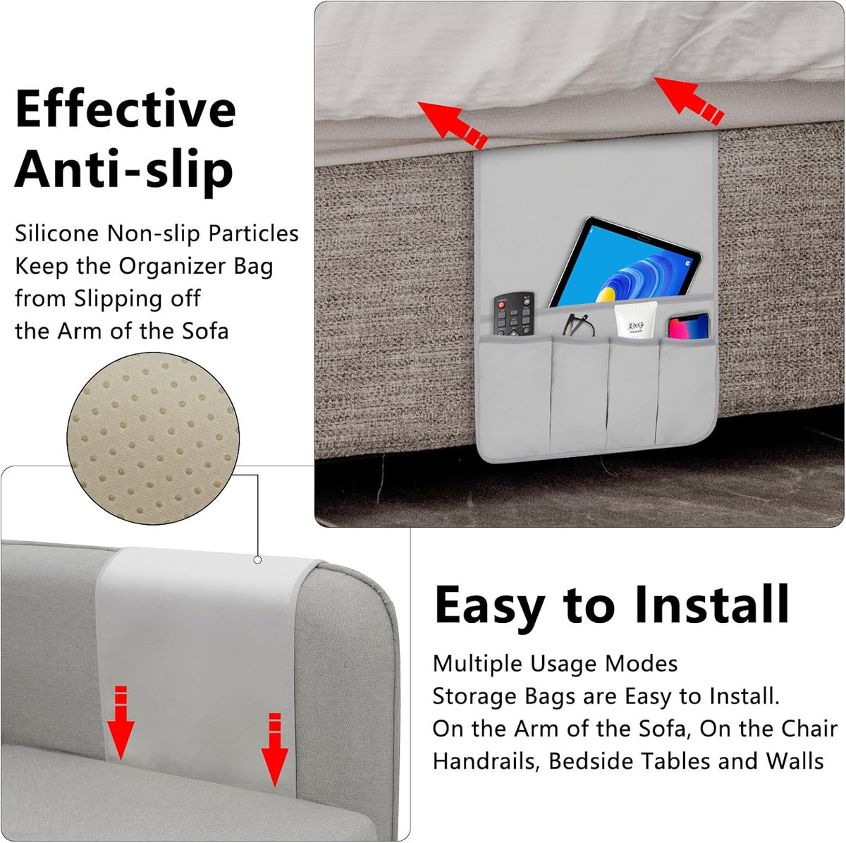 Remote Control Holder for Armchair Caddy, Remote Holder with 5 Pockets