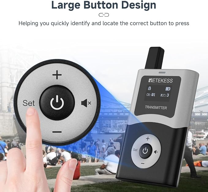 Retekess T130U Wireless Tour Guide System, Church Translation System, One-Key
