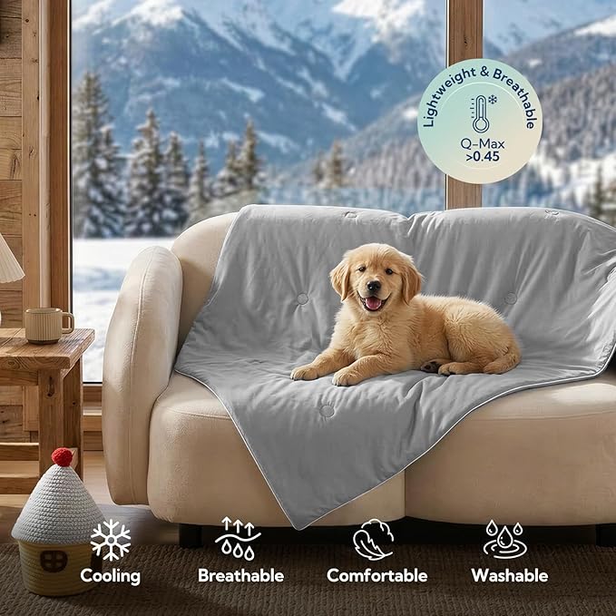 Soulbond Cooling Blanket for Large Dogs - Q-MAX>0.45, Washable Cool Pet Cats Throw Blanket for Hot Weather, Self-Cooling Soft Dog Mat for Bed Crates Couch Sofa Cars(40"x50", Dark Gray)