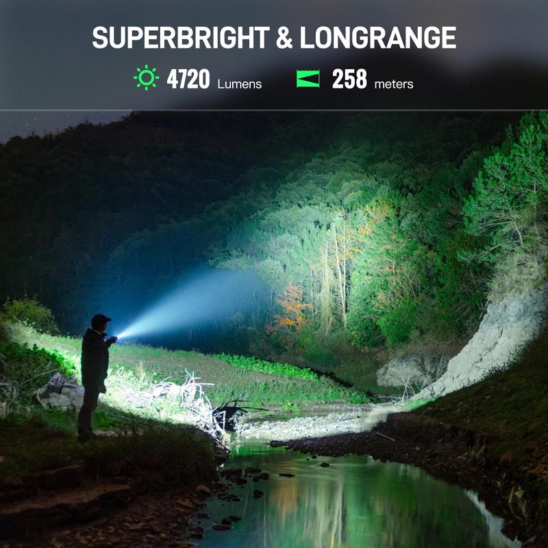 ThruNite TC20 V3 LED Rechargeable Flashlight, 4720 High Lumens Super Bright Powerful Handheld Light, USB-C Charging Tactical Flash Light with Battery, IPX8 Waterproof Torch for Camping, and Emergency