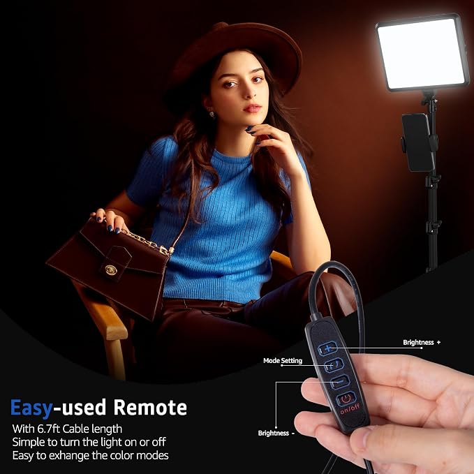 NiceVeedi 1-Pack Photography Lighting Kit, 2800-6500K Bi-Color LED Video Light