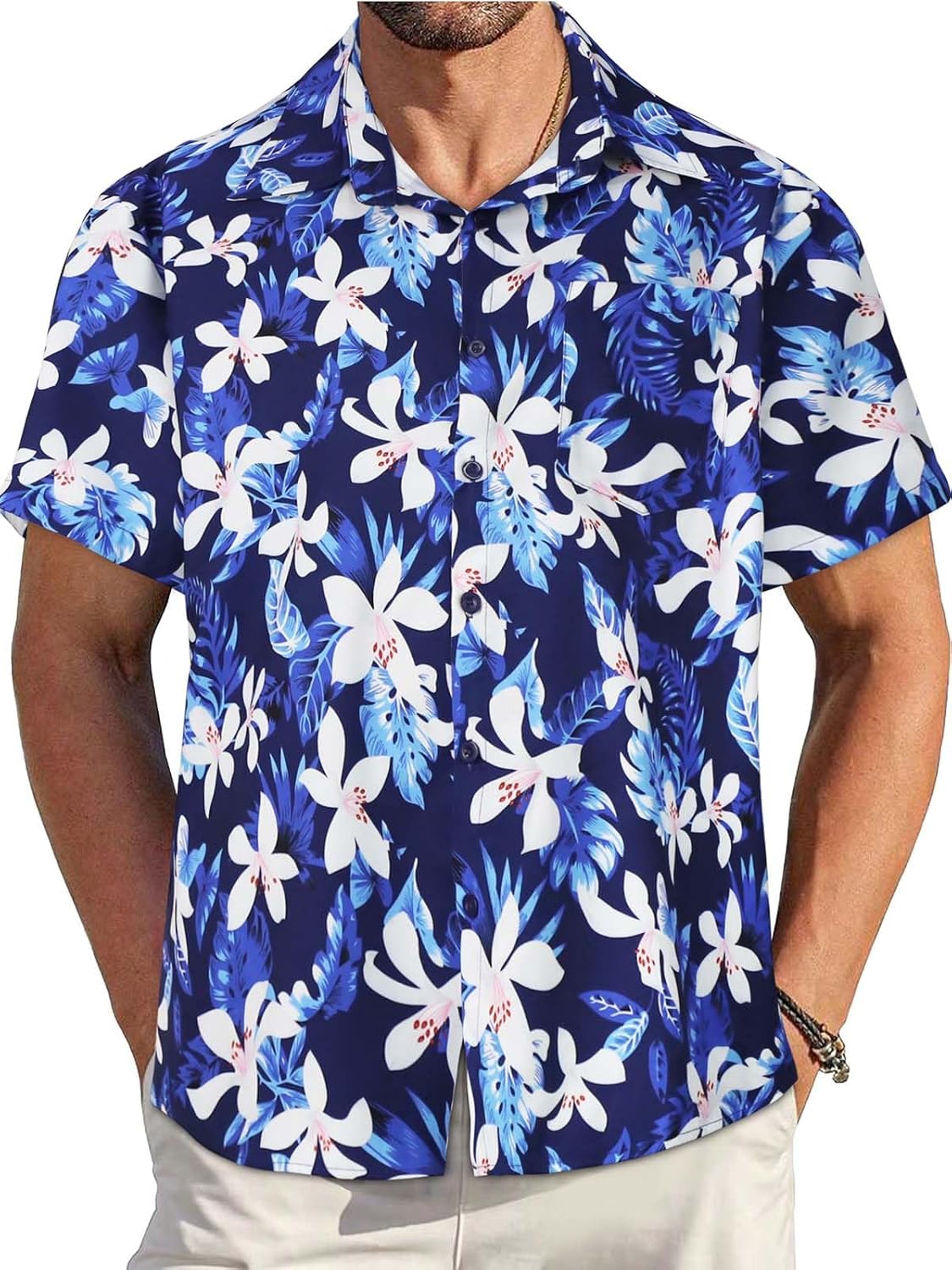 Skiennix Men's Hawaiian Shirt - Short Sleeve Casual Beach Top with Pocket | Summer 2026 Style
