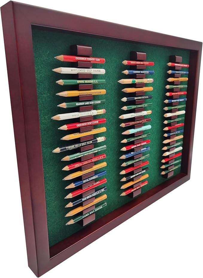 18hills Premium Wood Golf Pencil Case Holder Display - Holds 51 Pencils - Perfect Golf Gift