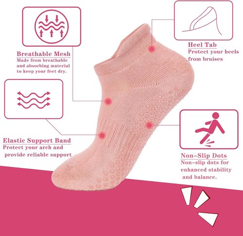 Loudashuaiqi Grip Pilates Socks - Non-Slip Athletic Yoga Socks for Women | Perfect for Barre & Hospital Workouts