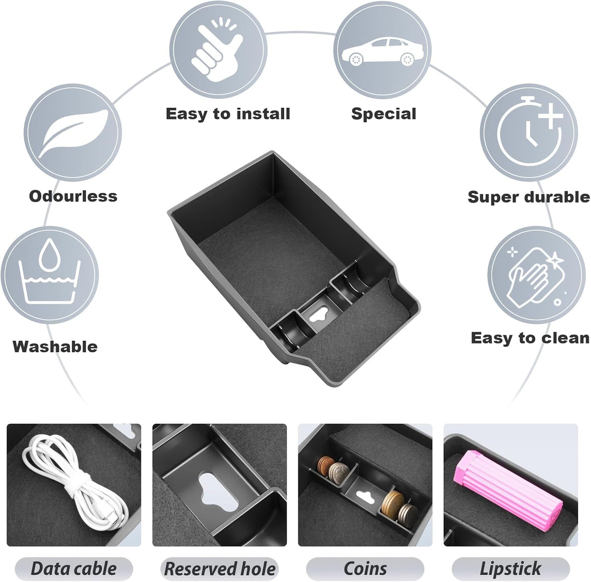 SKTU for 2026 Mazda CX-5 Center Console Organizer for 2026+ Mazda CX-5 Console Tray Mazda CX5 2026 Accessories ABS Insert Armrest Storage Box with Coin Holder