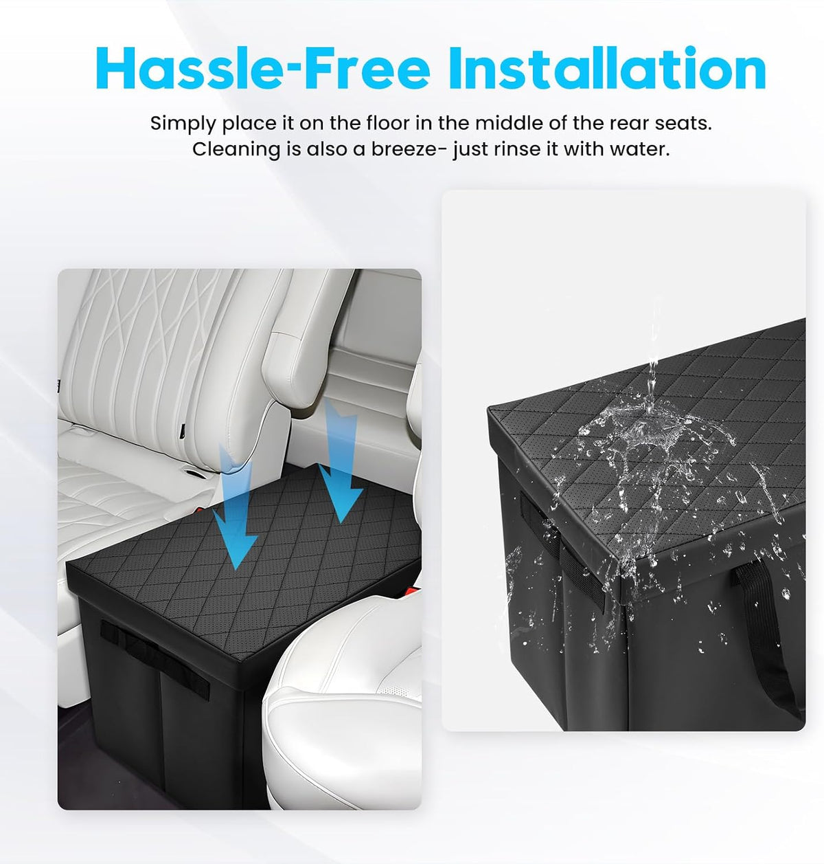 Autorder Car Seat Organizer for 2020-2025 2026 Ford Explorer Accessories Portable Backseat Organizer with Lid Handles Multipurpose Car Floor Storage for Kids Toys Baby Products Daily Necessities
