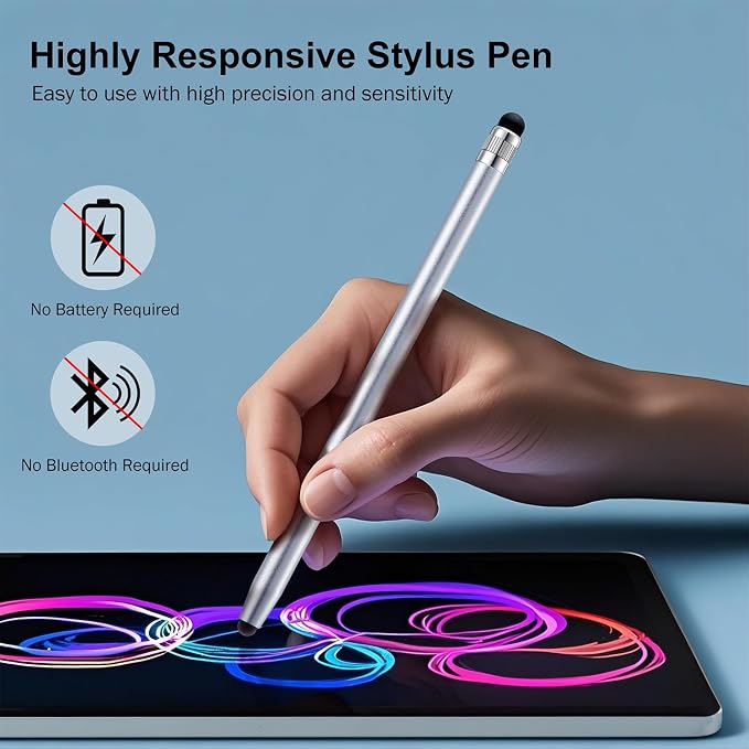 LINFANC 12Pcs Silver Stylus Pen