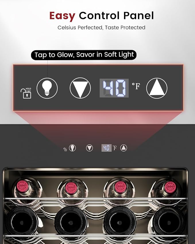 Feelfunn 45 Bottle Wine Cooler Refrigerator - Small Wine Fridge for Red, White, Champagne, Freestanding Wine Cellar with Glass Door & Digital Temperature Control for Home Bar, Office