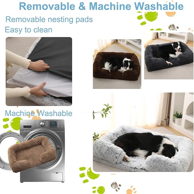 Dog Beds Large Sized dog Orthopedic, Sofa Dog Bed with Waterproof Lining and Nonskid Bottom, Rectangle Washable Dog Bed for Medium Small Dogs and Cats Comfortable ( Color : Khaki , Size : 31 x 21" )