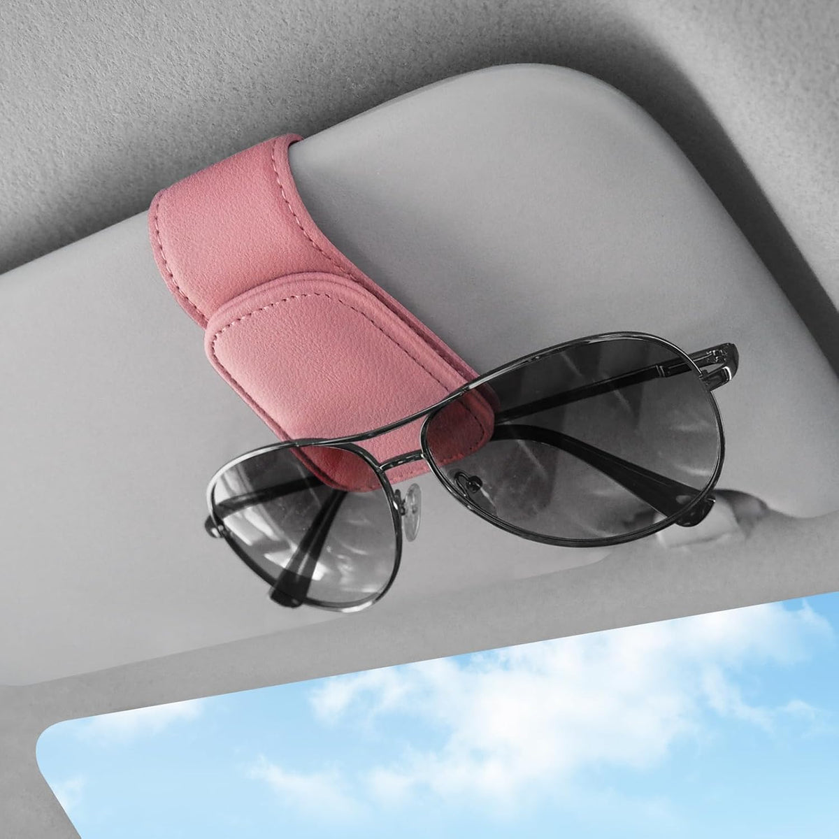 TCJJ Sunglasses Holders for Car Visor,Car Magnetic Glasses Holder Leather Sunglasses Clip and Ticket Card Clip Suitable for Car Interior Visor and Different Size Eyeglasses(Carbon Fiber/2)