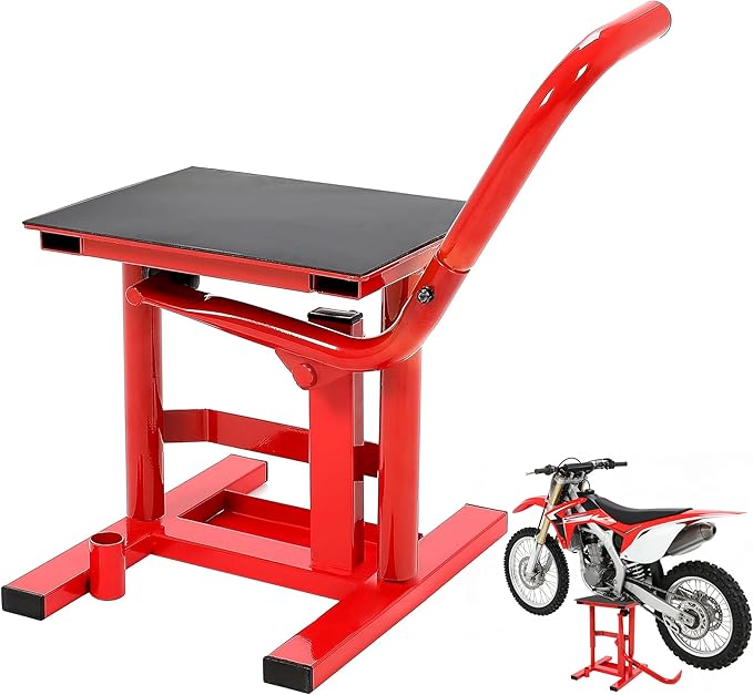 ALMULOO Dirt Bike Lift Stand Motorcycle Jack Lift Stand 330 LBS Capacity 10.1"-19.7" Adjustable Height Hoist Table Steel