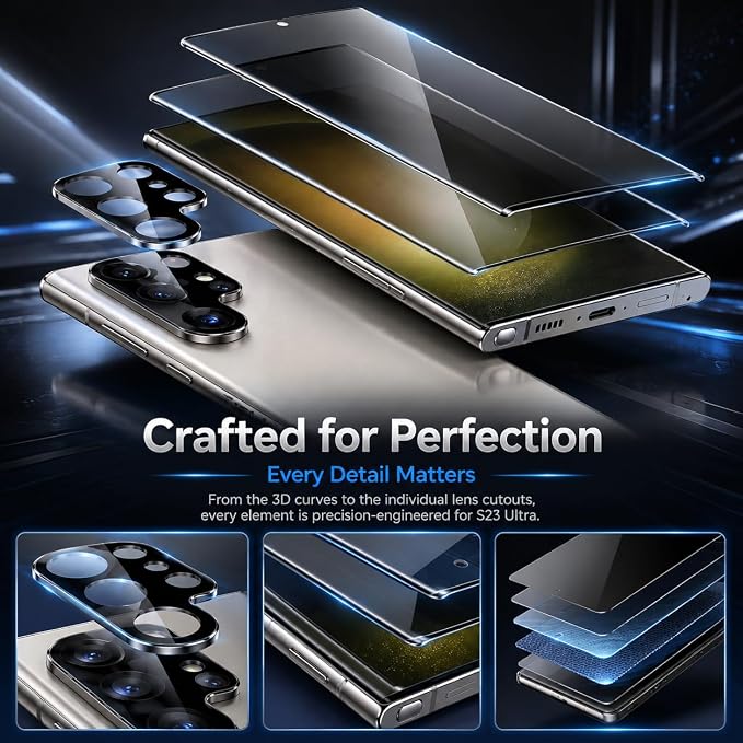 2 Pack for Galaxy S22 Ultra Privacy Screen Protector, 2 Pack Camera Protector