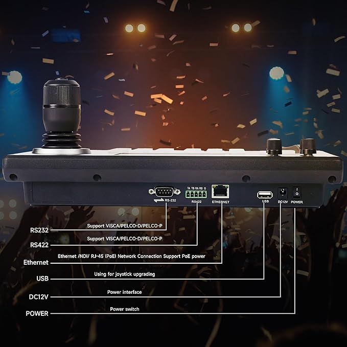 Tenveo NDI PTZ Camera Controller, 4D Joystick, PoE IP PTZ Controller Keyboard