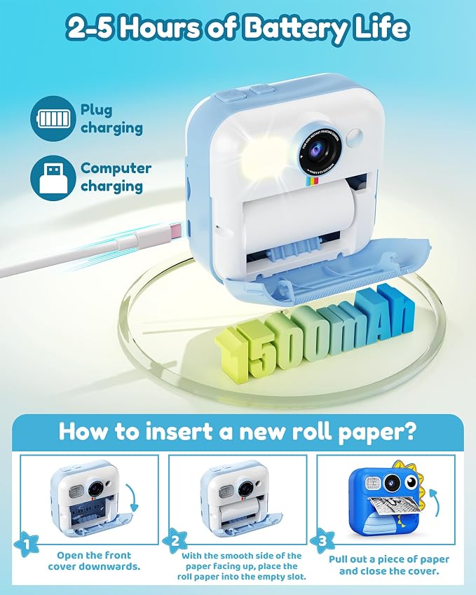 KOKODI Kids Camera Instant Print, Toddler Cameras Christmas Birthday Gifts