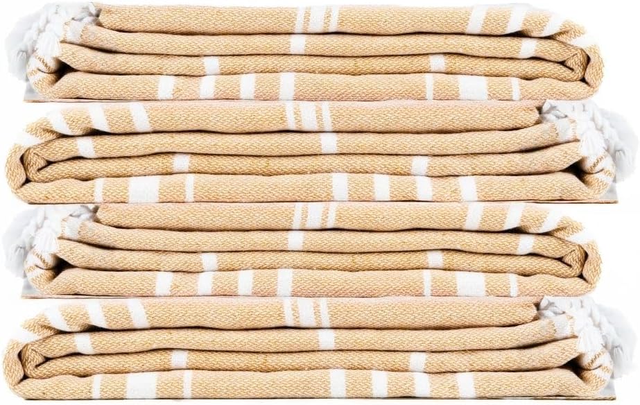 Skiennix Oversized Cotton Turkish Beach Towel - Quick Dry, Absorbent, Extra Large | Desert Sand, 36"x72", 4 Pack