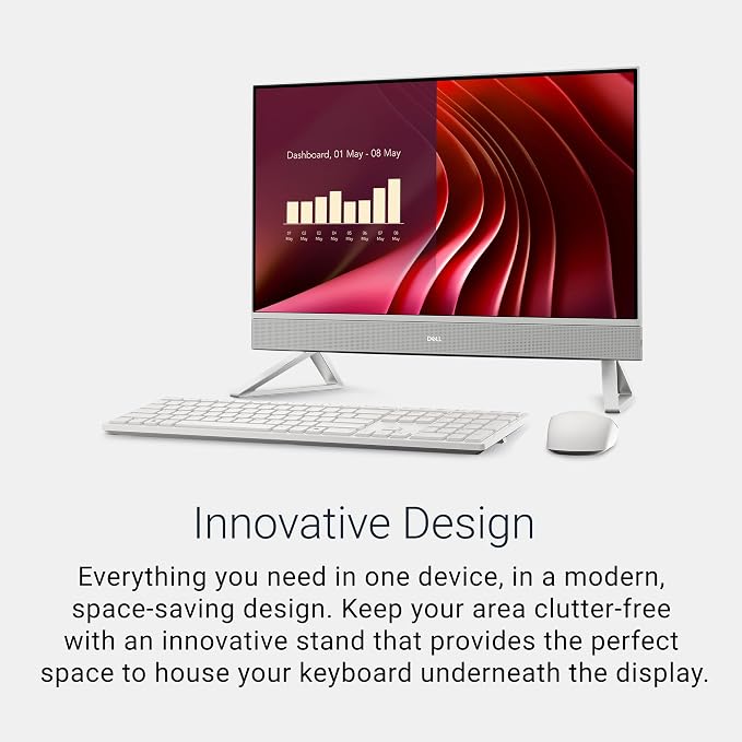 Dell 23.8" All-in-One Desktop, FHD, Intel Core 3 100U, Windows 11 Home | Intel Graphics, 512GB SSD, 8GB, Wi‑Fi 6E, Bluetooth, Keyboard & Mouse, Dolby Atmos Speakers, EC24250