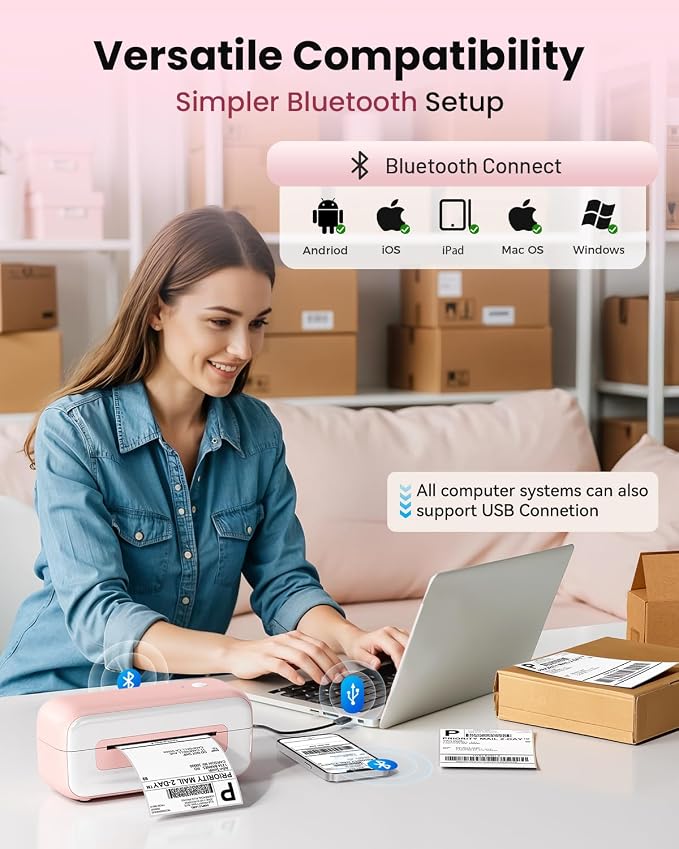 Phomemo Shipping Label Printer- Bluetooth Thermal Label Printer 4x6