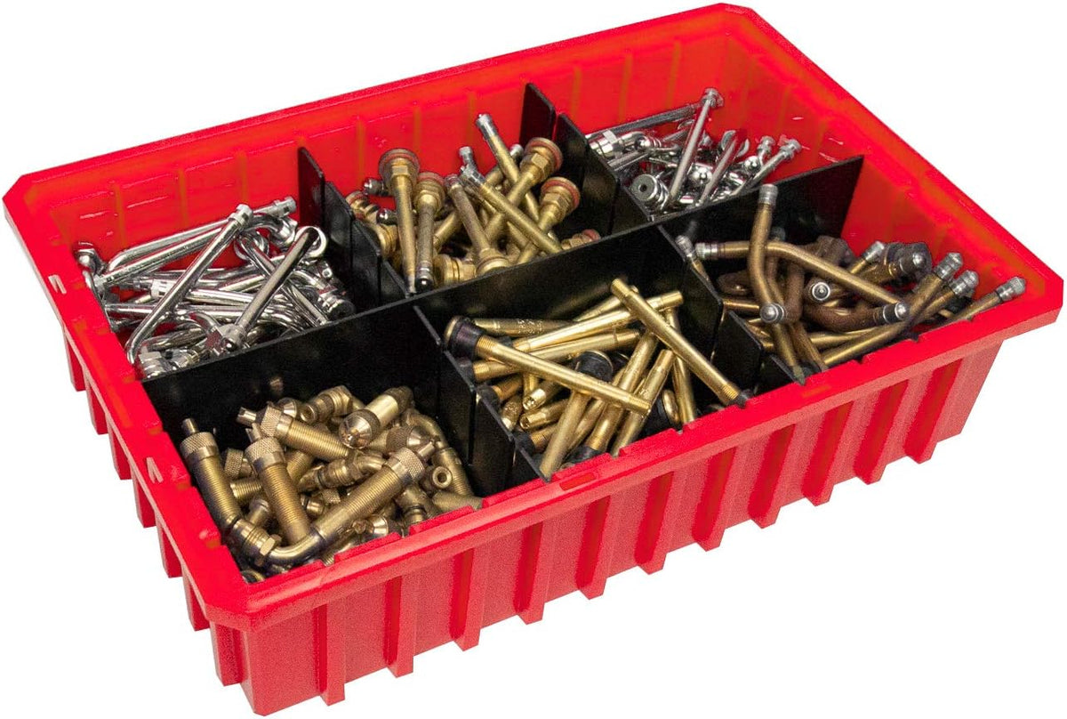 Akro-Mils 33164 Akro-Grid Plastic Slotted Dividable Modu Box Stackable Grid Storage Tote Container, (16-1/2-Inch L x 10-7/8-Inch W x 4-Inch H), (12 Pack), Red