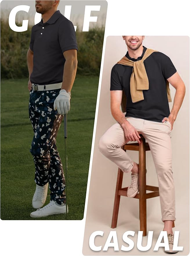 TACVASEN Mens Golf Shirt Dry Fit Mens Polo Shirts Short Sleeve Performance Golf Polos for Men with Collar Work Shirts