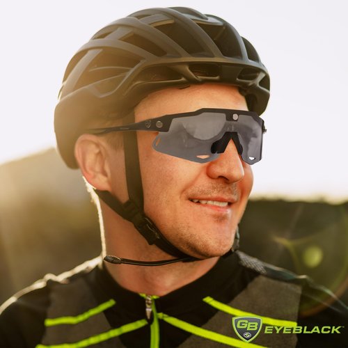 GB Eyeblack GB MAGS Magnetic White Frame Set Polarized Sports Sunglasses Cycling Sun Glasses for Men Women with 3 Interchangeable Lenses for Running Cycling Baseball Golf Driving