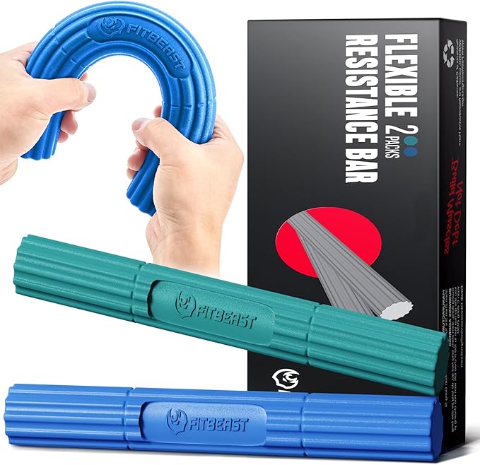 FitBeast Flex Therapy Bar, Tennis Elbow Therapy Bar - Ideal for Relieve Tendonitis Pain & Improve Grip Strength, Fitness Resistance Bar for Golfers Elbow & Tendinitis, Twist Bar for Physical Therapy