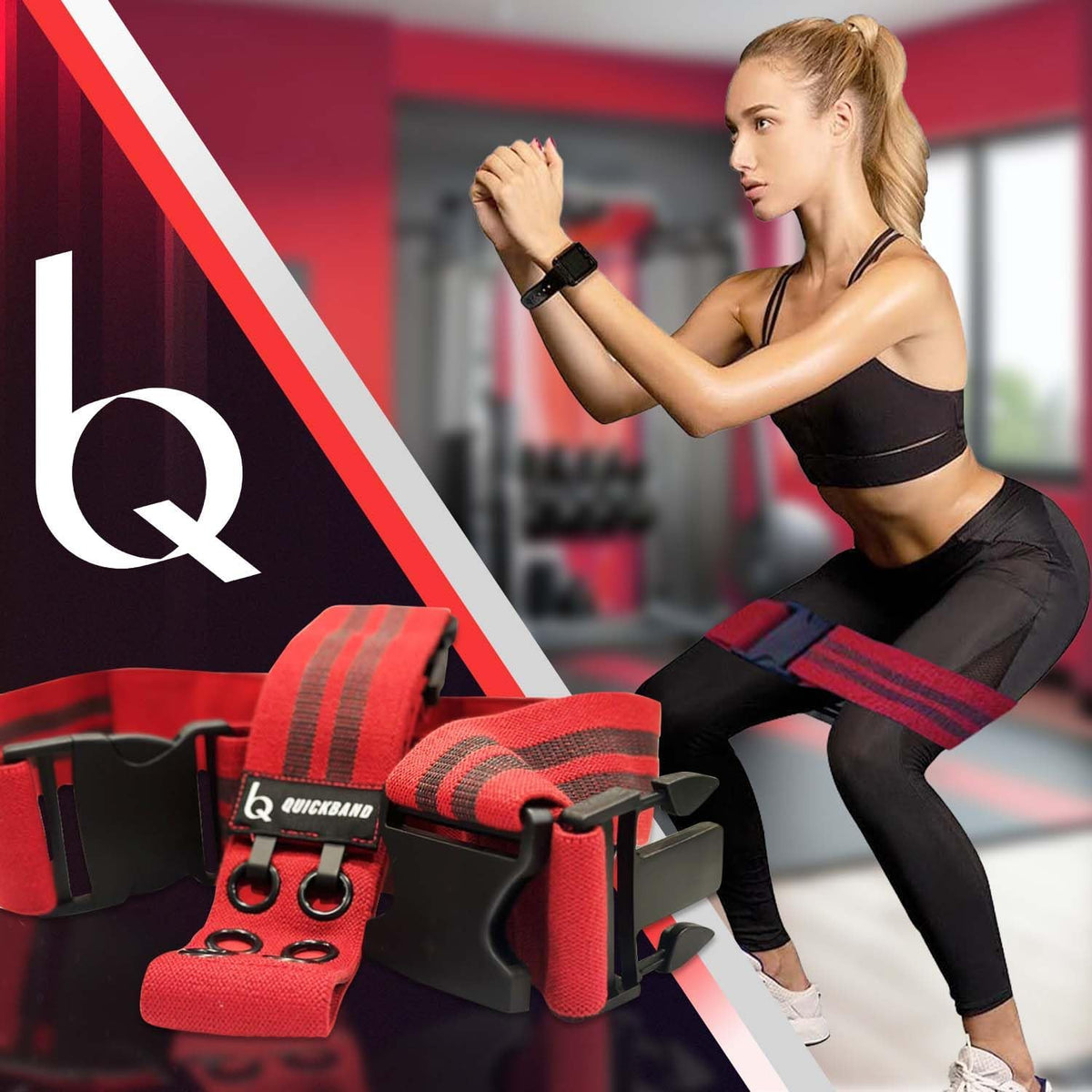 Skiennix Adjustable Workout Bands - Non-Slip Resistance Butt Trainer for Hips & Glutes | Red