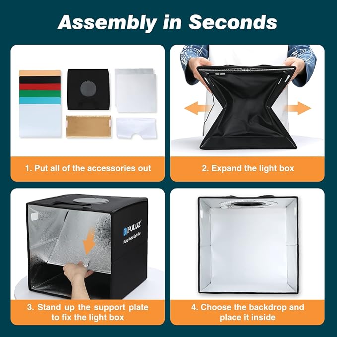 Photo Box, PULUZ Mini Folding Lightbox Portable Light Box Photography Shooting