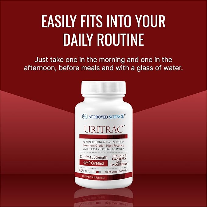 Approved Science® Uritrac™ - UTI Support - Cranberry, D-Mannose, Lingonberry - Vegan Friendly - 60 Capsules per Bottle - Pack of 4
