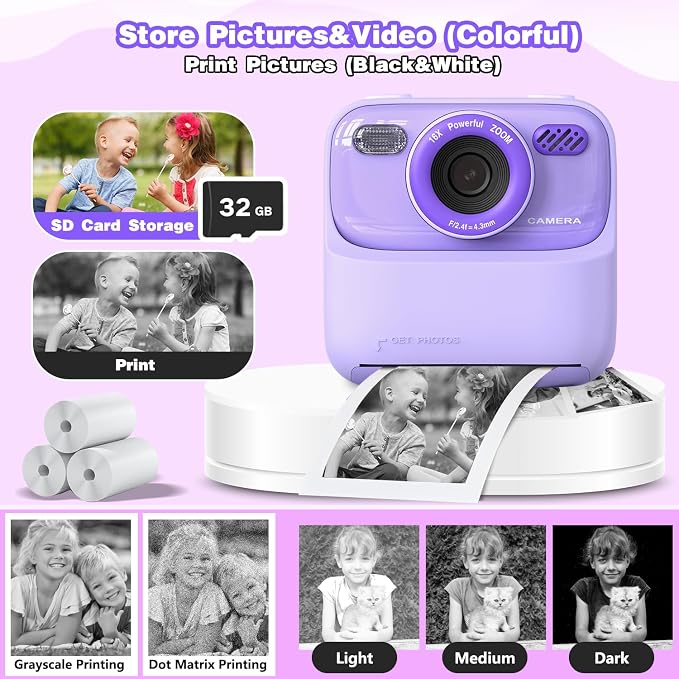 masterbee Kid Camera Instant Print Photo, Birthday Gifts