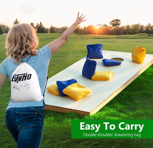 EunHo Cornhole Bags - Regulation Size & Weight All-Weather Bean Bags Set of 8 with Carry Case
