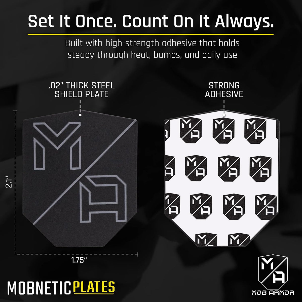 Mob Armor MobNetic Plate - Phone Magnet Plate Compatible for iPhone & Android - 0.02" Thick Metal - 3M VHB Adhesive Magnetic Plate for Phone Mount for Cars, Trucks, Motorcycles & Athletes - 4 Pack