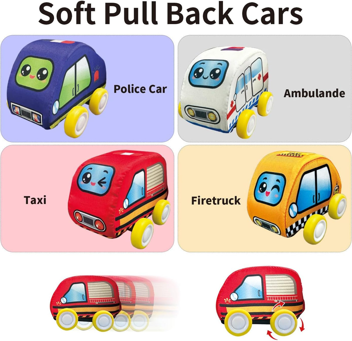 Soft Cars Toys with Voiced Playmat for One Year Old Toddler, Birthday Gifts for Infant 1 to 3 Years Boys and Girls, Musical Mat Easy Storage