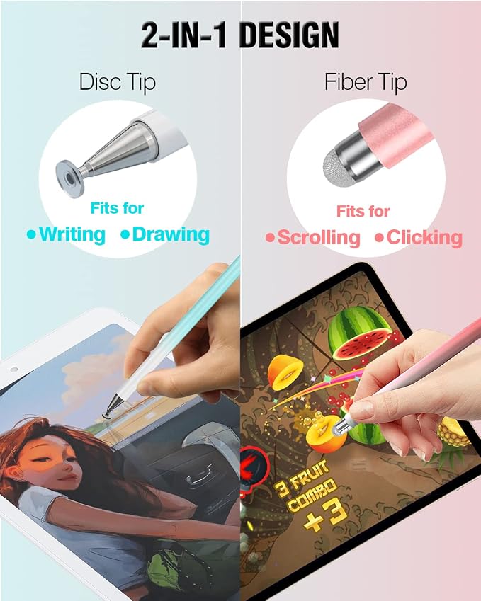 Stylus Pens for Touch Screens, 2 in 1 High Precision Universal Stylus Pen for