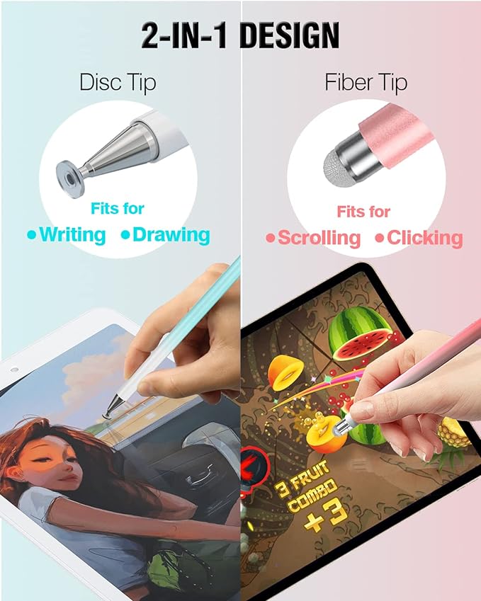 Stylus Pens for Touch Screens, 2 in 1 High Precision Universal Stylus Pen for